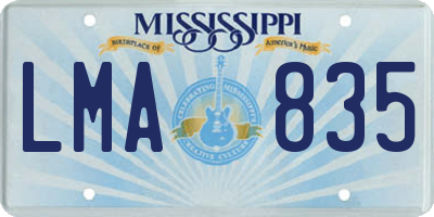 MS license plate LMA835