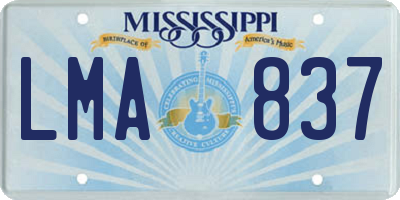 MS license plate LMA837