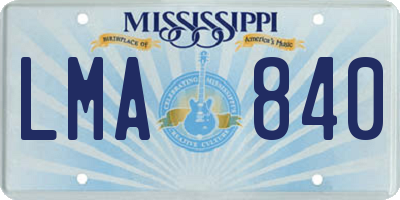 MS license plate LMA840