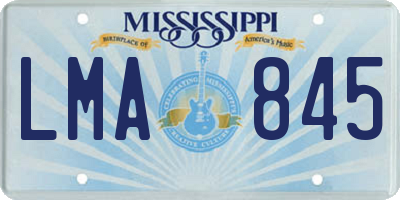 MS license plate LMA845