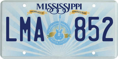 MS license plate LMA852