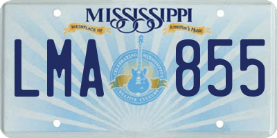 MS license plate LMA855