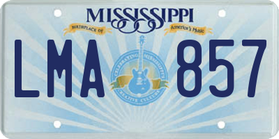 MS license plate LMA857