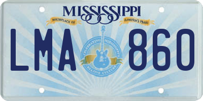 MS license plate LMA860