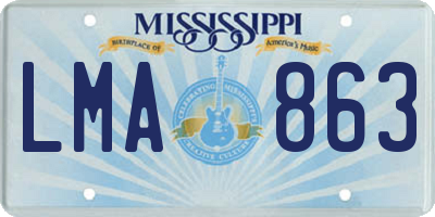 MS license plate LMA863