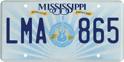 MS license plate LMA865