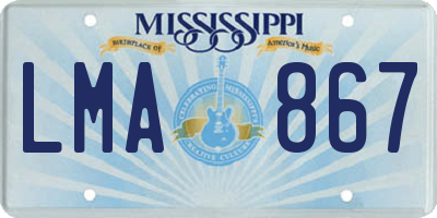 MS license plate LMA867