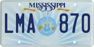 MS license plate LMA870