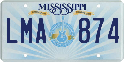 MS license plate LMA874