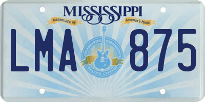 MS license plate LMA875