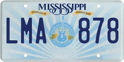 MS license plate LMA878