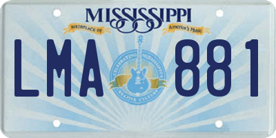 MS license plate LMA881