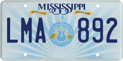 MS license plate LMA892