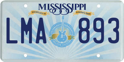 MS license plate LMA893