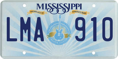 MS license plate LMA910