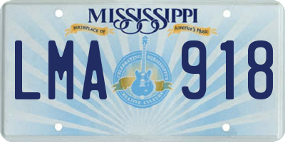 MS license plate LMA918