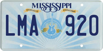 MS license plate LMA920