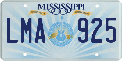 MS license plate LMA925