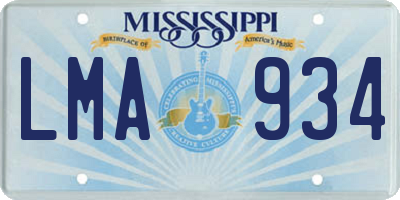 MS license plate LMA934