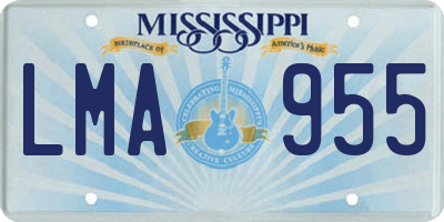 MS license plate LMA955