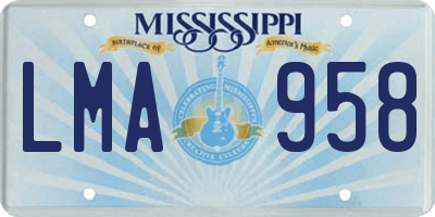 MS license plate LMA958