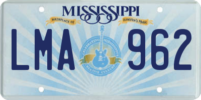 MS license plate LMA962