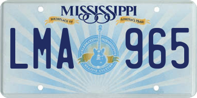 MS license plate LMA965