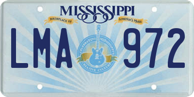 MS license plate LMA972