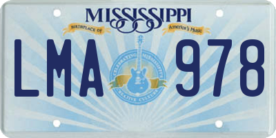 MS license plate LMA978
