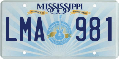 MS license plate LMA981