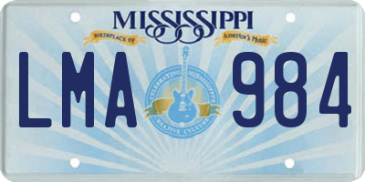 MS license plate LMA984