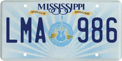 MS license plate LMA986