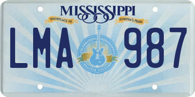 MS license plate LMA987