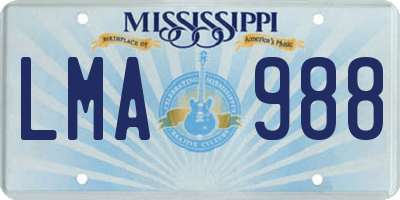 MS license plate LMA988