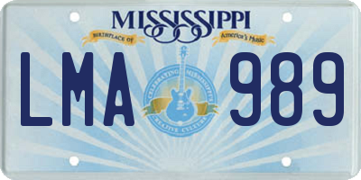 MS license plate LMA989