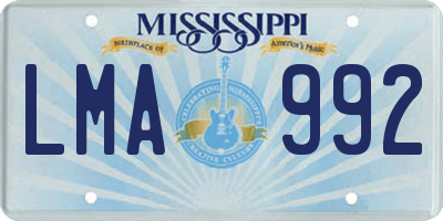 MS license plate LMA992