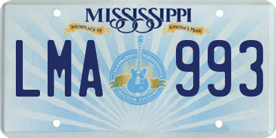 MS license plate LMA993