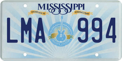 MS license plate LMA994