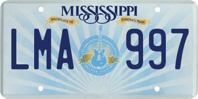 MS license plate LMA997