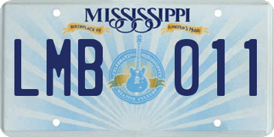 MS license plate LMB011
