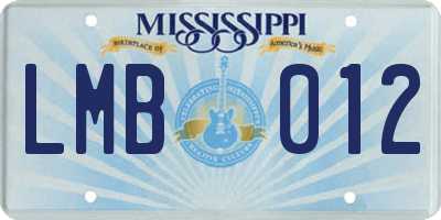 MS license plate LMB012