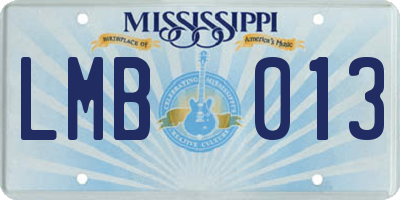 MS license plate LMB013