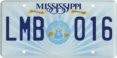 MS license plate LMB016
