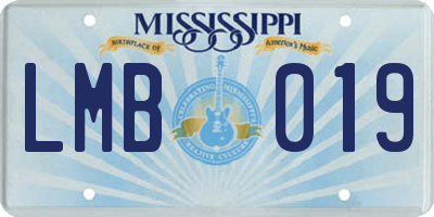 MS license plate LMB019