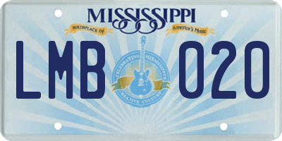 MS license plate LMB020