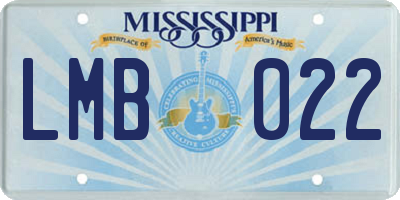 MS license plate LMB022