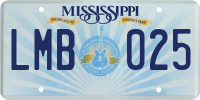 MS license plate LMB025