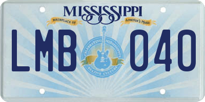 MS license plate LMB040