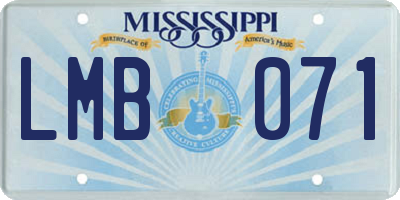 MS license plate LMB071