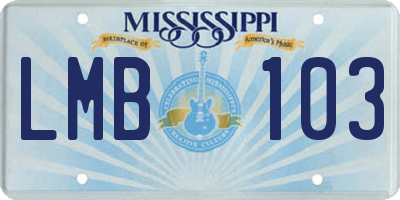 MS license plate LMB103